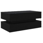 Table basse avec lumières LED chêne noir 90x50x40 cm – Image 6