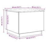 Table basse avec lumières LED chêne noir 50x50x40 cm – Image 10