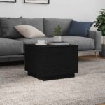 Table basse avec lumières LED chêne noir 50x50x40 cm – Image 2