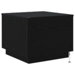 Table basse avec lumières LED chêne noir 50x50x40 cm – Image 6