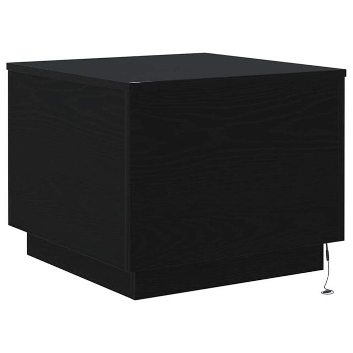 Table basse avec lumières LED chêne noir 50x50x40 cm – Image 6