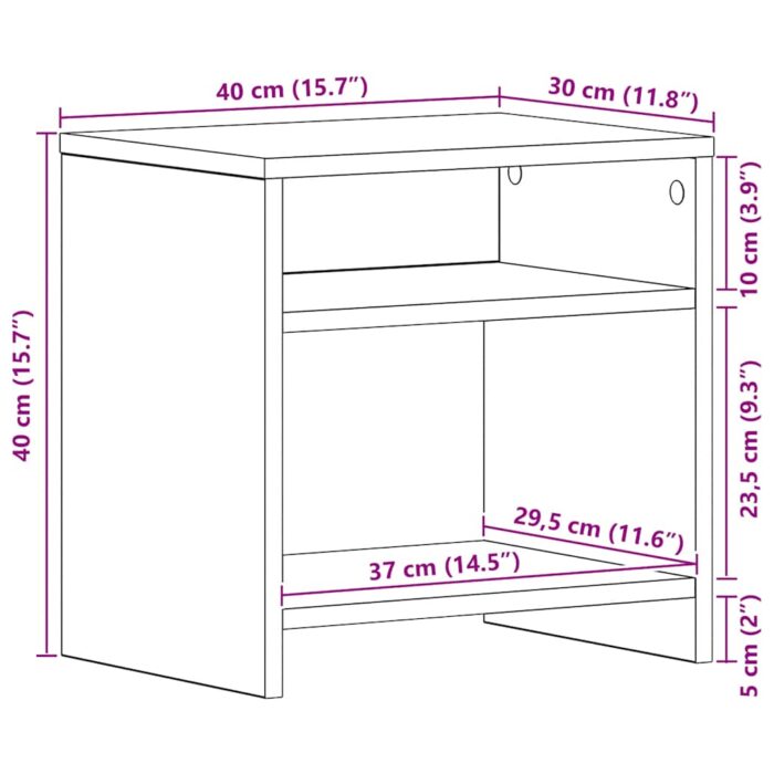 Table de chevet chêne noir 40x30x40 cm bois d'ingénierie – Image 8