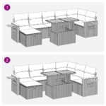 Salon de jardin 5 pcs avec coussins noir résine tressée – Image 11