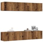 Meubles TV muraux 4 pcs vieux bois bois d'ingénierie