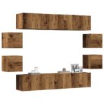 Ensemble de meuble TV mural 8 pcs vieux bois bois d'ingénierie