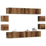 Ensemble de meuble TV mural 8 pcs vieux bois bois d'ingénierie
