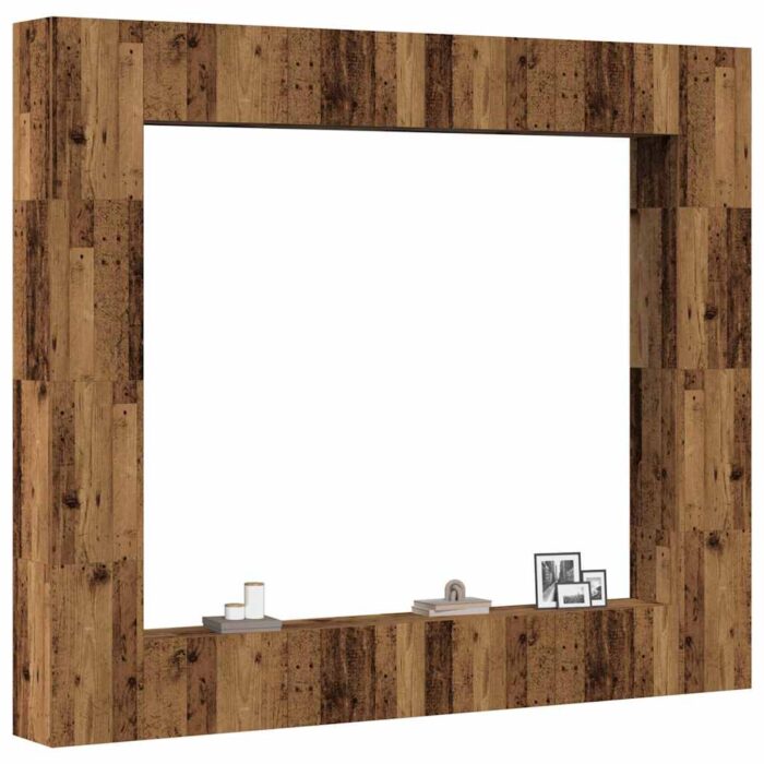 Ensemble de meuble TV mural 8 pcs vieux bois bois d'ingénierie – Image 1