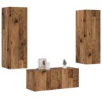 Meubles TV muraux 3 pcs vieux bois bois d'ingénierie