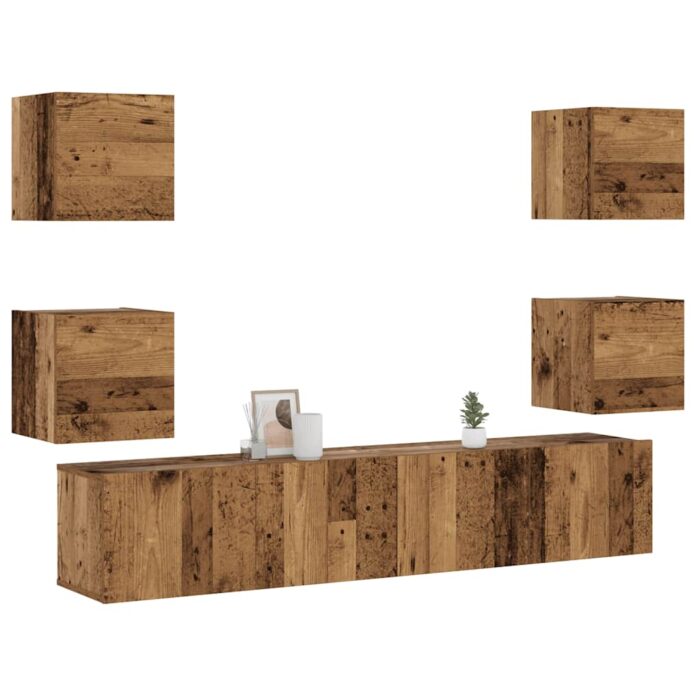 VXL8721158759658_m_en_hd_1.jpg Meubles TV muraux 6 pcs vieux bois bois d'ingénierie – Image 1