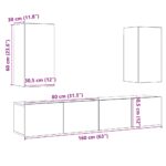 Meubles TV muraux 4 pcs vieux bois bois d'ingénierie – Image 8
