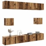 Ensemble de meuble TV mural 6 pcs vieux bois bois d'ingénierie