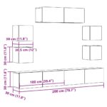 Ensemble de meuble TV mural 7 pcs vieux bois bois d'ingénierie – Image 7