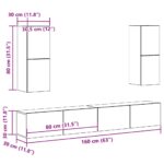 Ensemble de meuble TV mural 4 pcs vieux bois bois d'ingénierie – Image 7