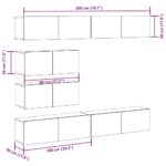 Ensemble de meuble TV mural 6 pcs vieux bois bois d'ingénierie – Image 7