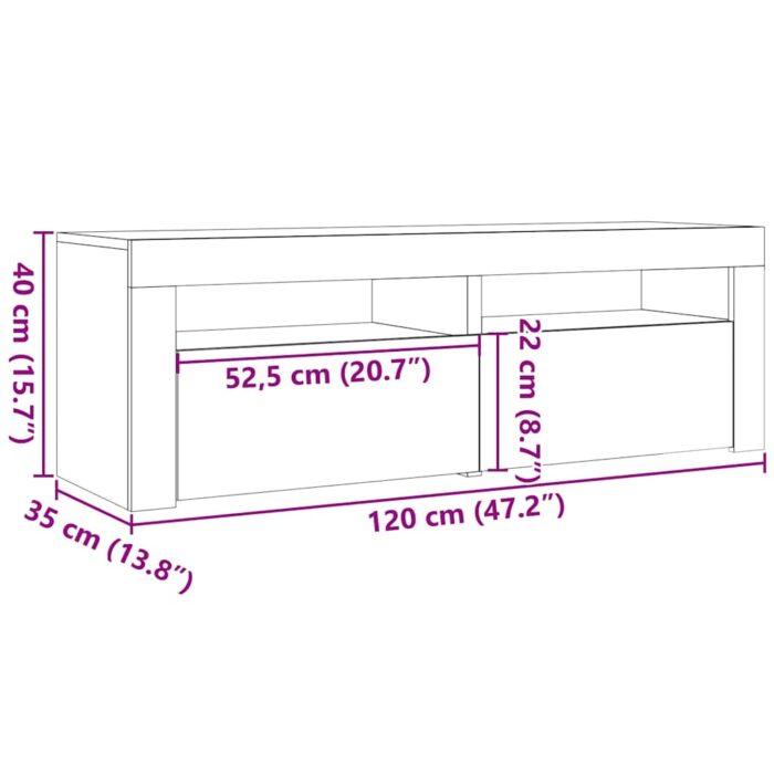 Tables de chevet 2 pcs avec LED vieux bois 60x35x40 cm – Image 12