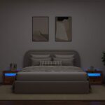 Tables de chevet 2 pcs avec LED vieux bois 60x35x40 cm – Image 3