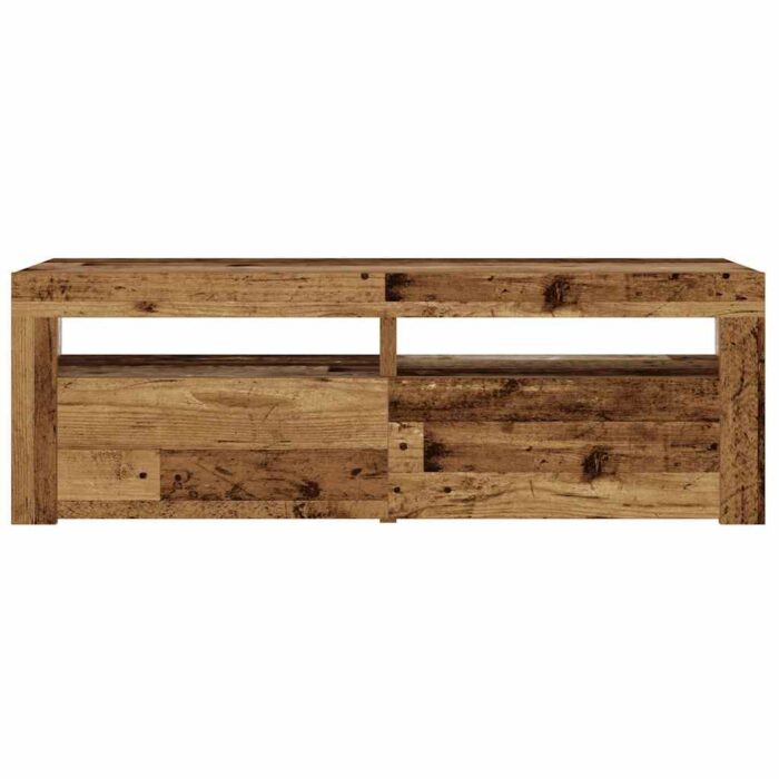 Tables de chevet 2 pcs avec LED vieux bois 60x35x40 cm – Image 4