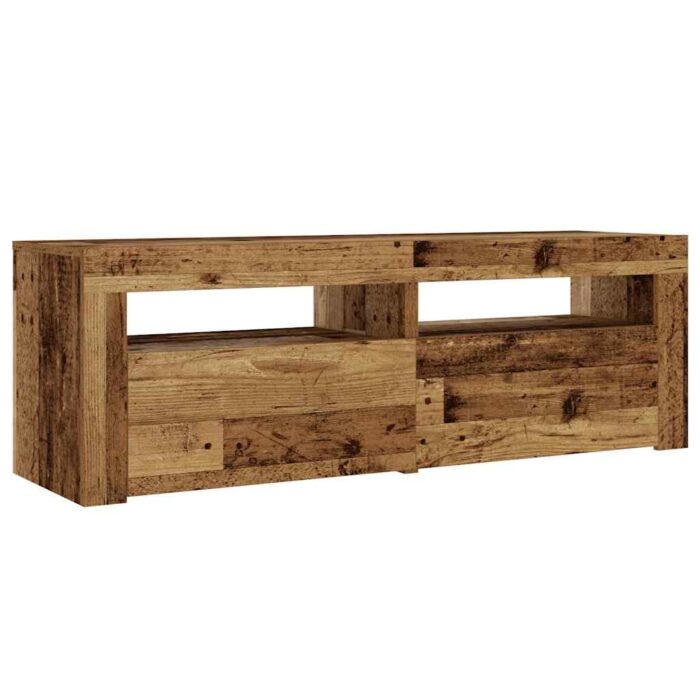 Tables de chevet 2 pcs avec LED vieux bois 60x35x40 cm – Image 5
