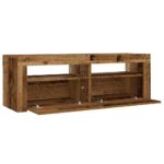 Tables de chevet 2 pcs avec LED vieux bois 60x35x40 cm – Image 6