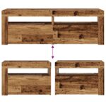 Tables de chevet 2 pcs avec LED vieux bois 60x35x40 cm – Image 9