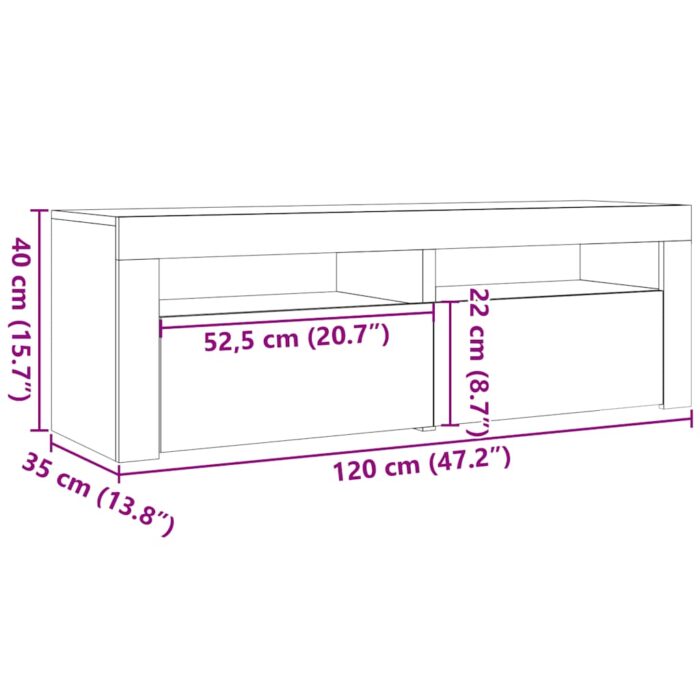 Tables de chevet 2 pcs avec LED chêne artisanal 60x35x40 cm – Image 12