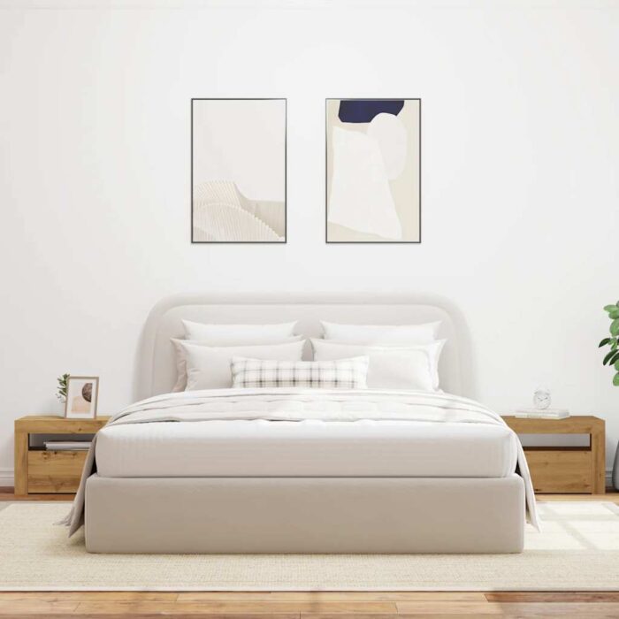 Tables de chevet 2 pcs avec LED chêne artisanal 60x35x40 cm – Image 2