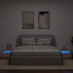 Tables de chevet 2 pcs avec LED chêne artisanal 60x35x40 cm – Image 3