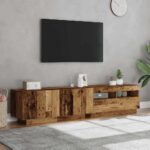 Meuble TV avec lumières LED vieux bois bois d'ingénierie – Image 2