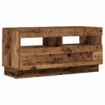 Meuble TV avec lumières LED vieux bois bois d'ingénierie – Image 4