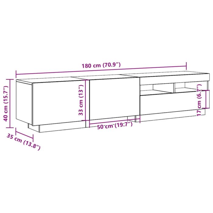 Meuble TV avec lumières LED chêne artisanal bois d'ingénierie – Image 12