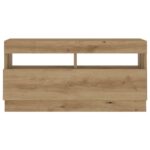 Meuble TV avec lumières LED chêne artisanal bois d'ingénierie – Image 5