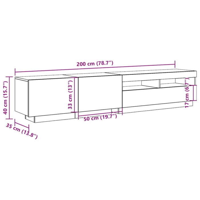 Meuble TV avec lumières LED vieux bois bois d'ingénierie – Image 12