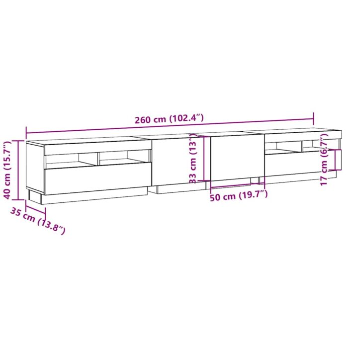 Meuble TV avec lumières LED vieux bois bois d'ingénierie – Image 12