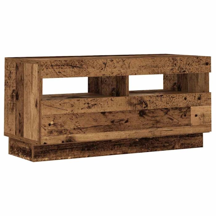 Meuble TV avec lumières LED vieux bois bois d'ingénierie – Image 4