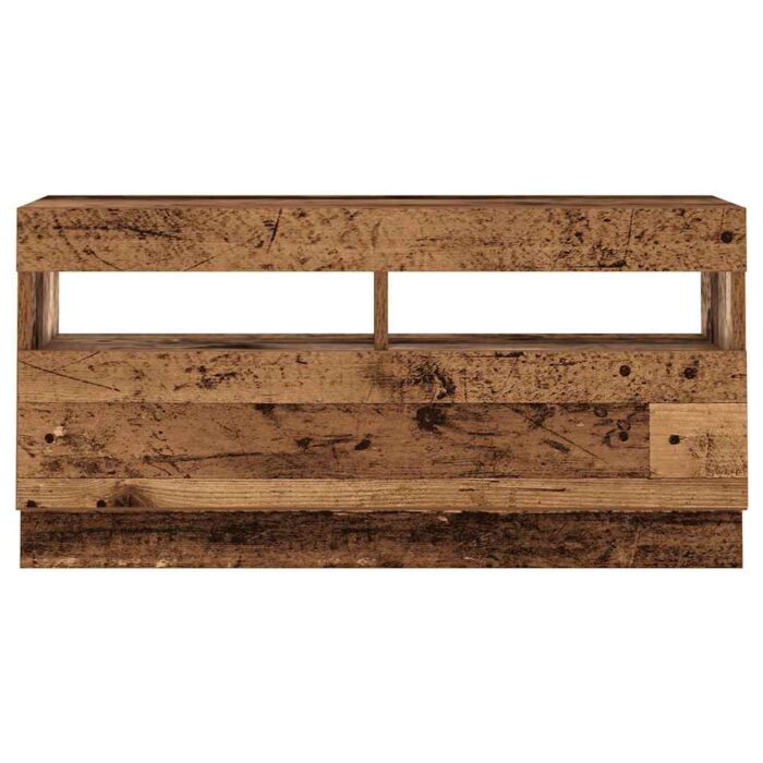 Meuble TV avec lumières LED vieux bois bois d'ingénierie – Image 5