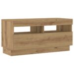 Meuble TV avec lumières LED chêne artisanal bois d'ingénierie – Image 4