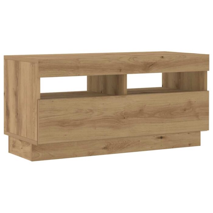 Meuble TV avec lumières LED chêne artisanal bois d'ingénierie – Image 4