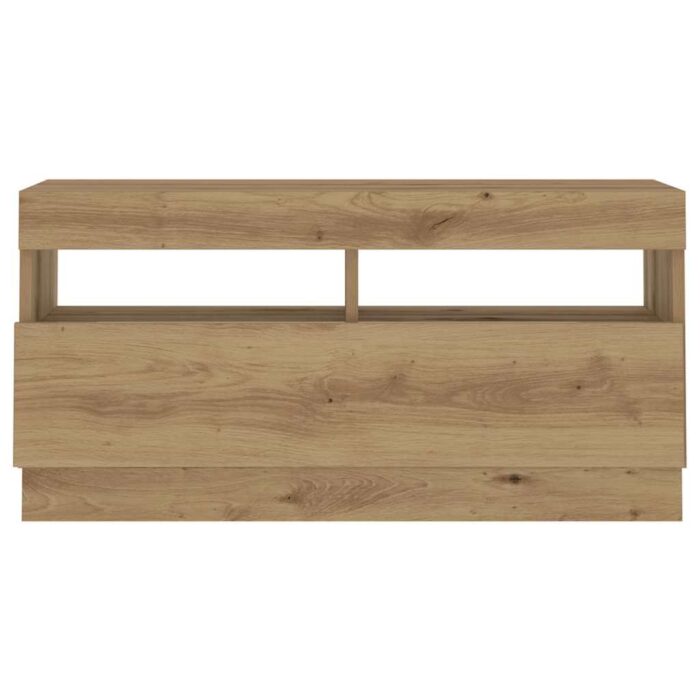 Meuble TV avec lumières LED chêne artisanal bois d'ingénierie – Image 5