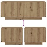 Table de chevet chêne artisanal 100x35x40 cm bois d’ingénierie – Image 6