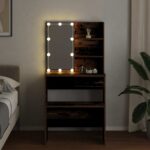 Ensemble de coiffeuse avec LED vieux bois bois d'ingénierie – Image 2