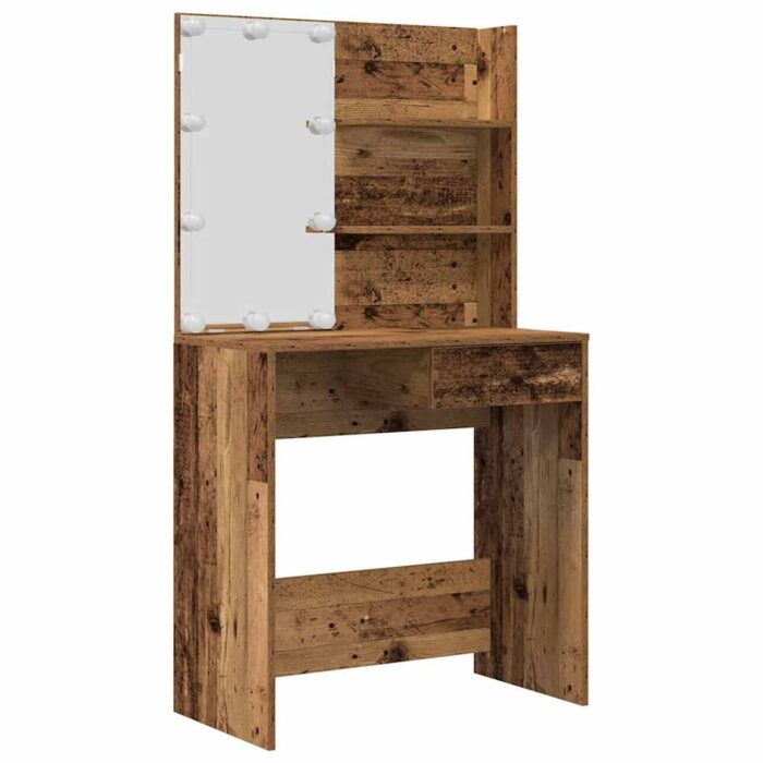 Ensemble de coiffeuse avec LED vieux bois bois d'ingénierie – Image 3