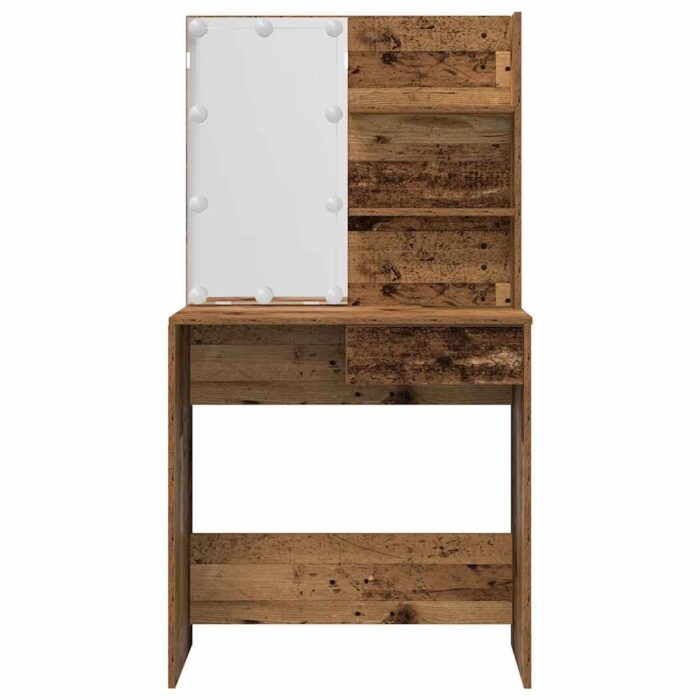 Ensemble de coiffeuse avec LED vieux bois bois d'ingénierie – Image 4