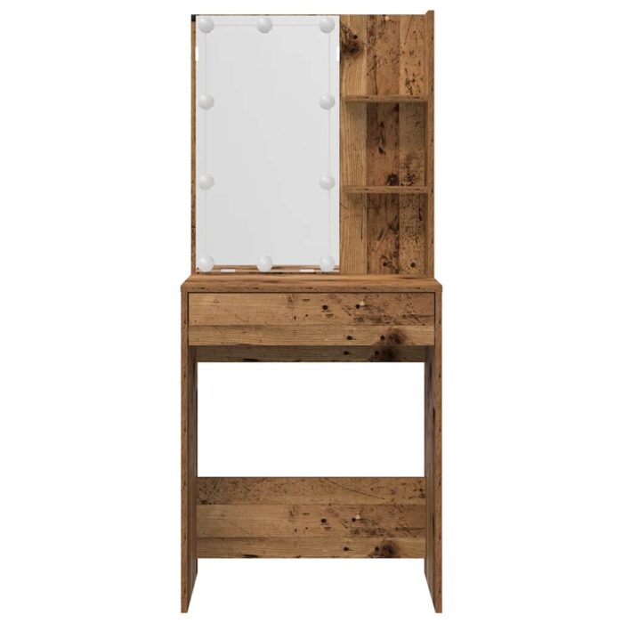 Ensemble de coiffeuse avec LED vieux bois bois d'ingénierie – Image 4