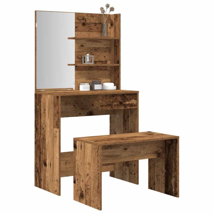 Ensemble de coiffeuse vieux bois bois d'ingénierie – Image 1