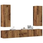 Ensemble de meuble TV mural 5 pcs vieux bois bois d'ingénierie