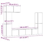 Ensemble de meuble TV mural 5 pcs vieux bois bois d'ingénierie – Image 7