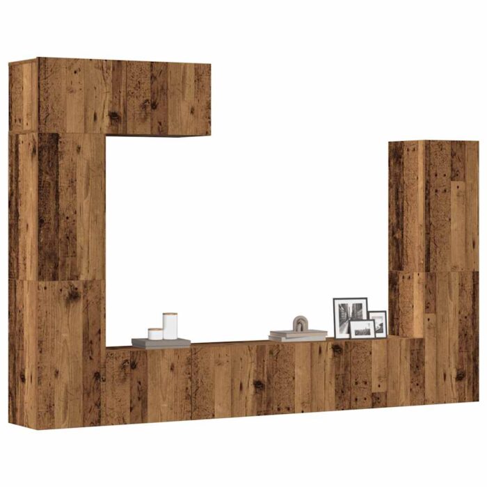 Ensemble de meuble TV mural 5 pcs vieux bois bois d'ingénierie – Image 1