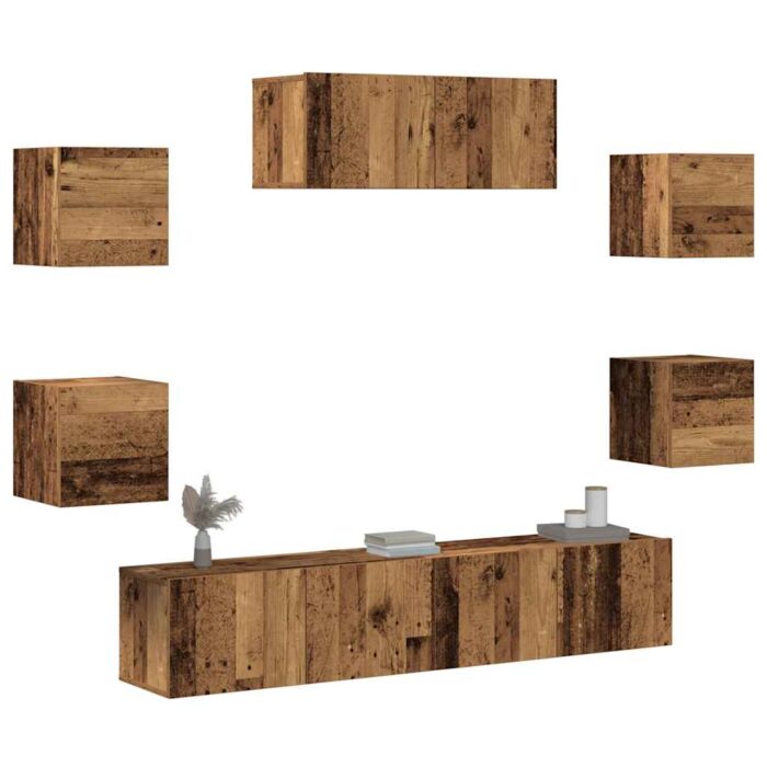 Ensemble de meuble TV mural 5 pcs vieux bois – Image 1