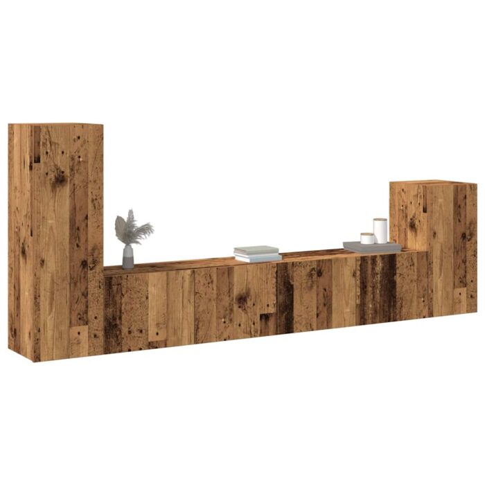 Ensemble de meuble TV mural 4 pcs vieux bois bois d'ingénierie – Image 1