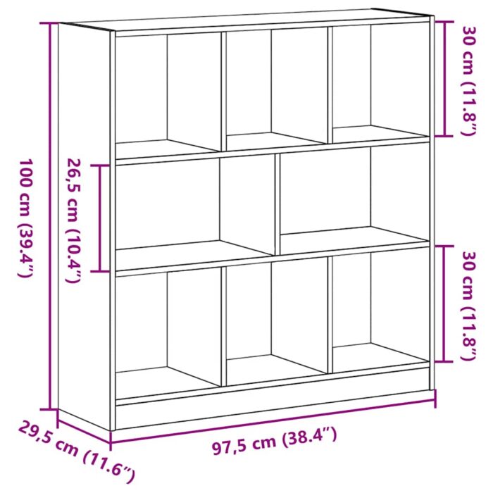Bibliothèque chêne noir 97,5x29,5x100 cm bois d'ingénierie – Image 7